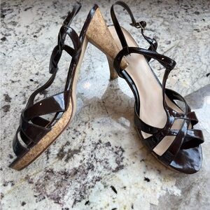 Impo Elegant Brown patent leather strappy Heels, size 9m